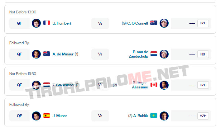 atp rotterdam viernes13 febrero 2026 partidos tiroalpalo t