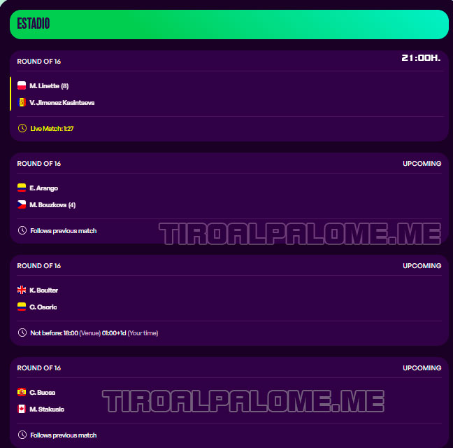 wta merida octavos partidos miercoles25 febrero 2026 tiroalpalo t