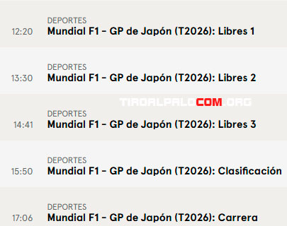 formula1 gran premio japon horarios diferido 2026 tiroalpalo