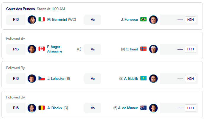 atp montecarlo partidos court des pinces jueves9 abril 2026