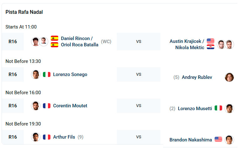 barcelona open partidos jueves16 abril 2026 tiroalpalo
